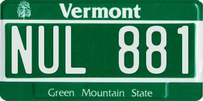 VT license plate NUL881