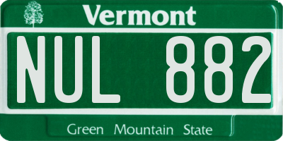 VT license plate NUL882