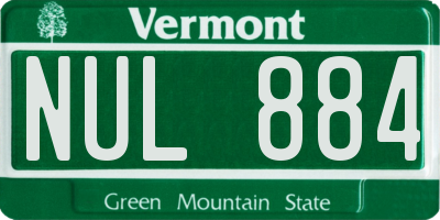 VT license plate NUL884