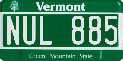 VT license plate NUL885