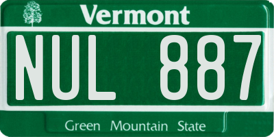 VT license plate NUL887
