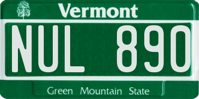 VT license plate NUL890