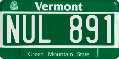 VT license plate NUL891