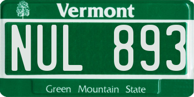 VT license plate NUL893