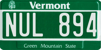 VT license plate NUL894