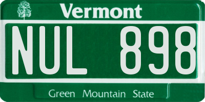 VT license plate NUL898