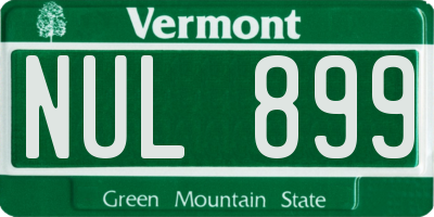 VT license plate NUL899