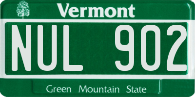 VT license plate NUL902