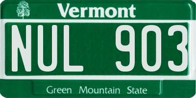 VT license plate NUL903
