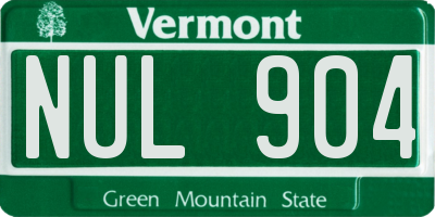VT license plate NUL904