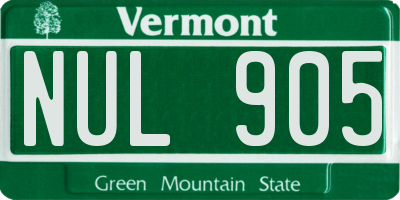 VT license plate NUL905