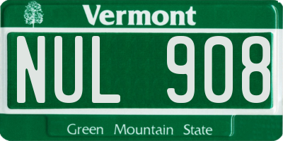 VT license plate NUL908