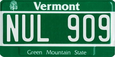 VT license plate NUL909