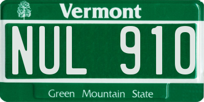 VT license plate NUL910