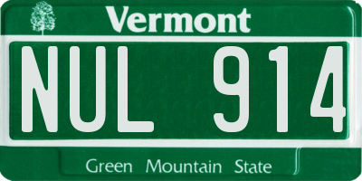VT license plate NUL914