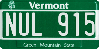 VT license plate NUL915