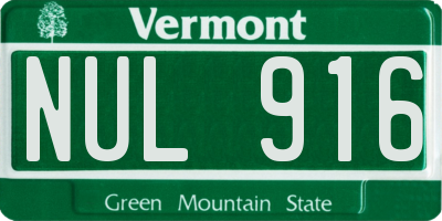 VT license plate NUL916