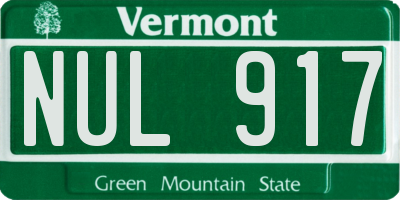VT license plate NUL917