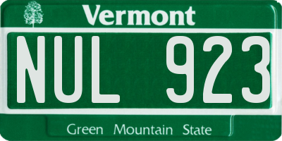 VT license plate NUL923