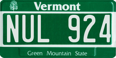 VT license plate NUL924