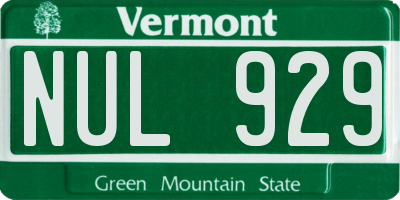 VT license plate NUL929