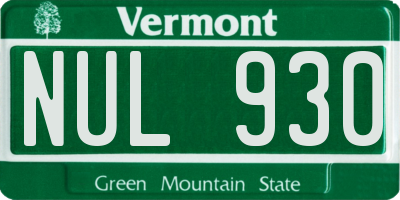 VT license plate NUL930