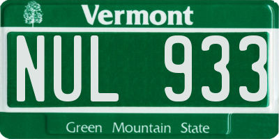 VT license plate NUL933