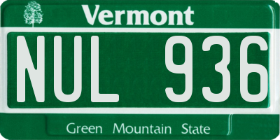 VT license plate NUL936
