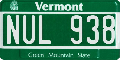 VT license plate NUL938