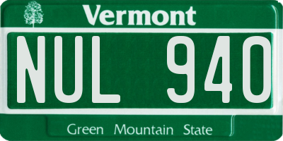 VT license plate NUL940