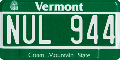 VT license plate NUL944