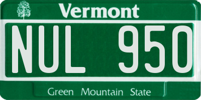 VT license plate NUL950