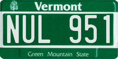 VT license plate NUL951