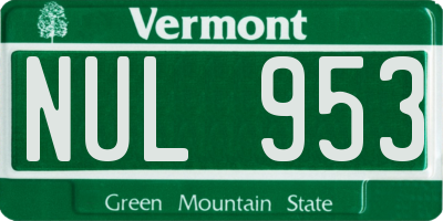 VT license plate NUL953