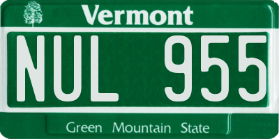 VT license plate NUL955