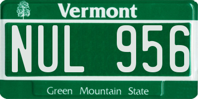 VT license plate NUL956