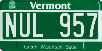 VT license plate NUL957