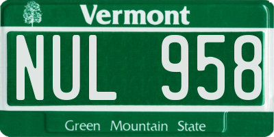 VT license plate NUL958