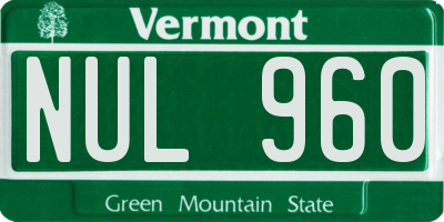 VT license plate NUL960