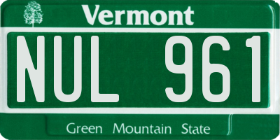 VT license plate NUL961