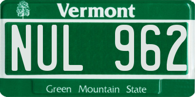 VT license plate NUL962