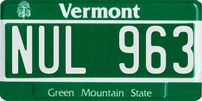 VT license plate NUL963