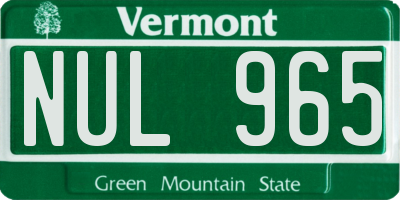 VT license plate NUL965