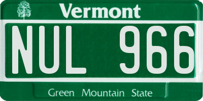 VT license plate NUL966