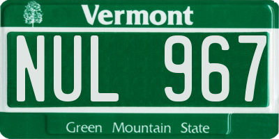 VT license plate NUL967