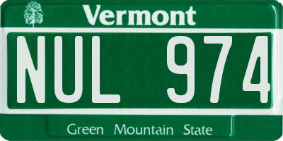 VT license plate NUL974