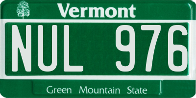 VT license plate NUL976