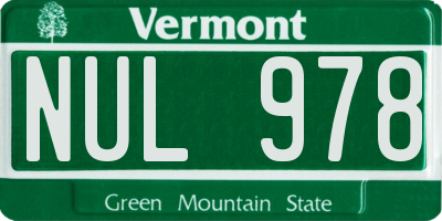VT license plate NUL978