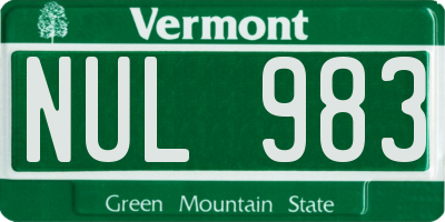 VT license plate NUL983