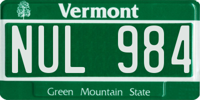 VT license plate NUL984
